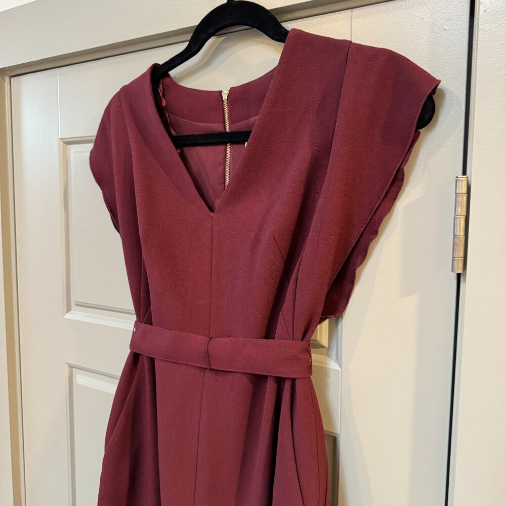 ELIZA J | Maroon Sheath Work Dress Tie Waist Size 2 - Picture 3 of 10